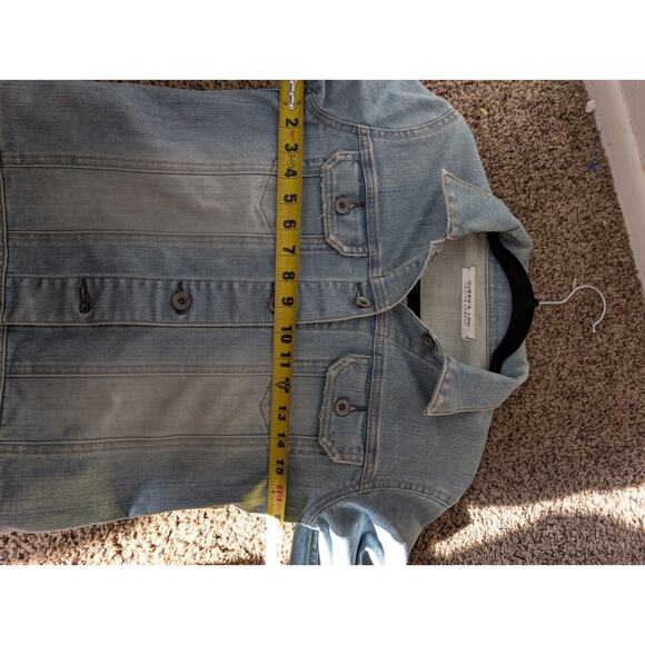 Distressed Denim Y2K Jacket. Queens White Label Sz Sm./Med. Trucker, Grunge. - Picture 7 of 10